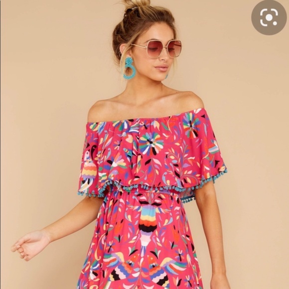 Vibrant PINK bird floral print Judith March Maxi dress - Picture 2 of 5